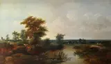 River landscape with a figure angling by Walter Williams, Oil on canvas, sold Aug 2021