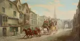 The Salisbury-Exeter coach along the High Street by John Maggs, Oil on canvas, sold Aug 2021