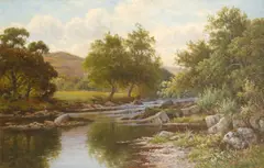 The River Lledr Signed and dated T by Thomas Spinks, Oil on panel, sold Aug 2021