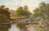 The River Lledr Signed and dated T by Thomas Spinks, Oil on panel, sold Aug 2021