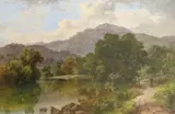 The church pool by Thomas Stanley Barber, Oil on canvas, offered Aug 2021