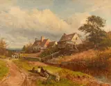 A wayside inn near Malvern Signed and dated David Bates 1882 by David Bates, Oil on canvas, sold Aug 2021