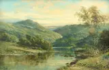 Highland landscape with cattle watering Signed W by William Henry Reed, Oil on canvas, sold Aug 2021