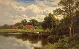 A view of the River Thames near Henley by Henry H. Parker, Oil on canvas, sold Aug 2021