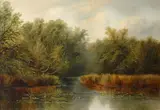 River landscape Signed William Mellor by William Mellor, Oil on canvas, sold Aug 2021