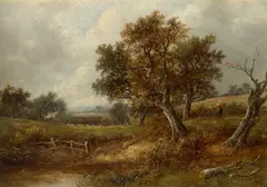 Landscape with a woman near a pond by Joseph Thors, Oil on canvas, offered Aug 2021