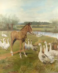 A mutual admiration Signed W Weekes by Herbert William Weekes, Oil on canvas, sold Aug 2021