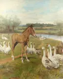 A mutual admiration Signed W Weekes by Herbert William Weekes, Oil on canvas, sold Aug 2021