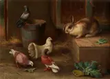 A rabbit by Edgar Hunt, oil on canvas, sold Aug 2021