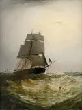 On The Home Voyage Signed and dated Adolphus Knell 1884 by Adolphus Knell, Oil on panel, sold Aug 2021