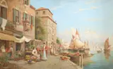 A view of Venice with flower by Arthur Trevor Haddon, Oil on canvas, sold Aug 2021
