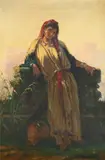A Middle Eastern beauty at a well Signed and by Antonio Scognamiglio, Oil on canvas, offered Aug 2021
