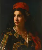 A young beauty Signed and inscribed Portielje by Jan Portielje, Oil on panel, sold Aug 2021