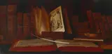 The Corner of the Library Oil by Louis Block, Oil on canvas, sold Aug 2021