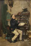 A writer at his desk Signed by Gerard Portielje, Oil on panel, sold Aug 2021