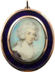 Portrait miniature of a lady by Philip Jean, watercolor, sold Aug 2021