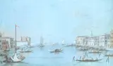 A view of the Canale di Santa Chiara with the church of Santa by Giacomo Guardi, Gouache, sold Aug 2021