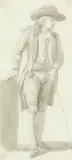 A youth with a walking stick Pencil and grey wash 21 by Paul Sandby, Pencil and grey wash, sold Aug 2021