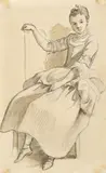 Girl seated on a chair Pencil and brown wash 16 by Paul Sandby, Pencil and brown wash, sold Aug 2021