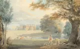 View of a country house by William Payne, Pencil and watercolour, offered Aug 2021