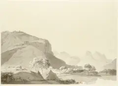 A view of Tatcul by Thomas Daniell, Pencil and grey wash, sold Aug 2021