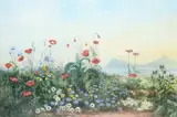 A Bank of Flowers by Andrew Nicholl Rha, Pencil and watercolour heightened with bodycolour and scratching out, sold Aug 2021