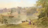 Chepstow Castle from across the Wye Signed and dated JHMole 1880 by John Mole, Watercolour, sold Aug 2021