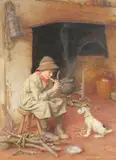 Home Sweet Home Signed C by Charles Edward Wilson, Pencil and watercolour heightened with bodycolour, sold Aug 2021