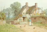 Cottage near Paignton by Helen Allingham, Pencil and watercolour with scratching out, heightened with white, sold Aug 2021
