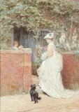 Visit to the cottage Signed H by Helen Allingham, Watercolour heightened with white and gum arabic, sold Aug 2021