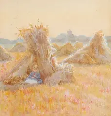A cornfield by Helen Allingham, Watercolour heightened with white, sold Aug 2021