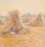 A cornfield by Helen Allingham, Watercolour heightened with white, sold Aug 2021