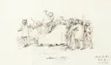 Study of La Promenade du Boeuf Gras by William Strutt, ink, offered Aug 2021