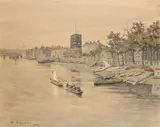 Chelsea Reach from the Thames Signed and dated H Greaves/1860 by Henry Greaves, Pencil and watercolour, sold Aug 2021