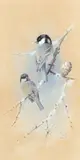Coal tits on a branch Signed A by Archibald Thorburn, Watercolour and bodycolour, sold Aug 2021