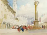 View of the Piazza San Marco by Richard Henry Wright, Pencil, watercolour and bodycolour, sold Aug 2021