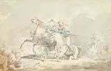 A cavalry skirmish by John Augustus Atkinson, Watercolour and pencil, offered Aug 2021