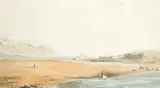 Coastal scene with Harlech Castle in the distance Signed and dated J by John Varley Snr., Pencil and watercolour, offered Aug 2021