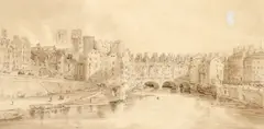 View of Pont St by Thomas Girtin, Pencil and wash over an etched line, sold Aug 2021