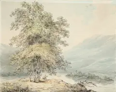The vale of Llangollen Watercolour by Benjamin Thomas Pouncy, Watercolour, pen and ink, sold Aug 2021