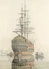 Study of an anchored ship Watercolour and by William Anderson, Watercolour and pencil, sold Aug 2021