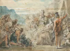 The spies return from Canaan by William Hamilton, ink, sold Aug 2021