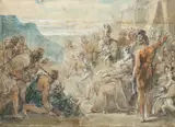The spies return from Canaan by William Hamilton, ink, sold Aug 2021