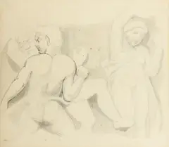 Study of figures on a frieze Pen and brown ink by John Flaxman Jr., Pen and brown ink, pencil, and grey wash, sold Aug 2021