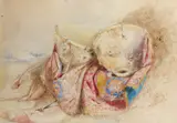 A study of kettle drums on a bank Signed and dated Henry Warren/1836 by Henry Warren, Pencil, watercolour and bodycolour, sold Aug 2021