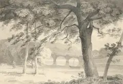 Richmond bridge by Patrick Gibson, Pen and black ink, and grey wash, sold Aug 2021