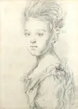Portrait of a young girl by Godfrey Kneller Bt., drawing, sold Aug 2021