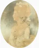 Portrait of a young woman by John Downman, pencil and coloured, sold Aug 2021