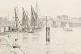 Lindsey Wharf and Old Battersea Bridge Signed W by Walter Greaves, Pencil, pen and ink and wash, in pencil framing lines, sold Aug 2021
