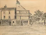 Thames Coffee House by Walter Greaves, Pencil, pen and ink, and wash, sold Aug 2021